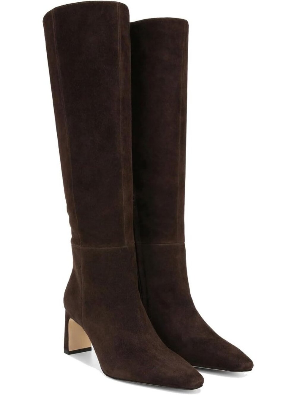 Women's  Chocolate Brown Chunky Block Heeled Tall Wide Calf Knee High Boots
